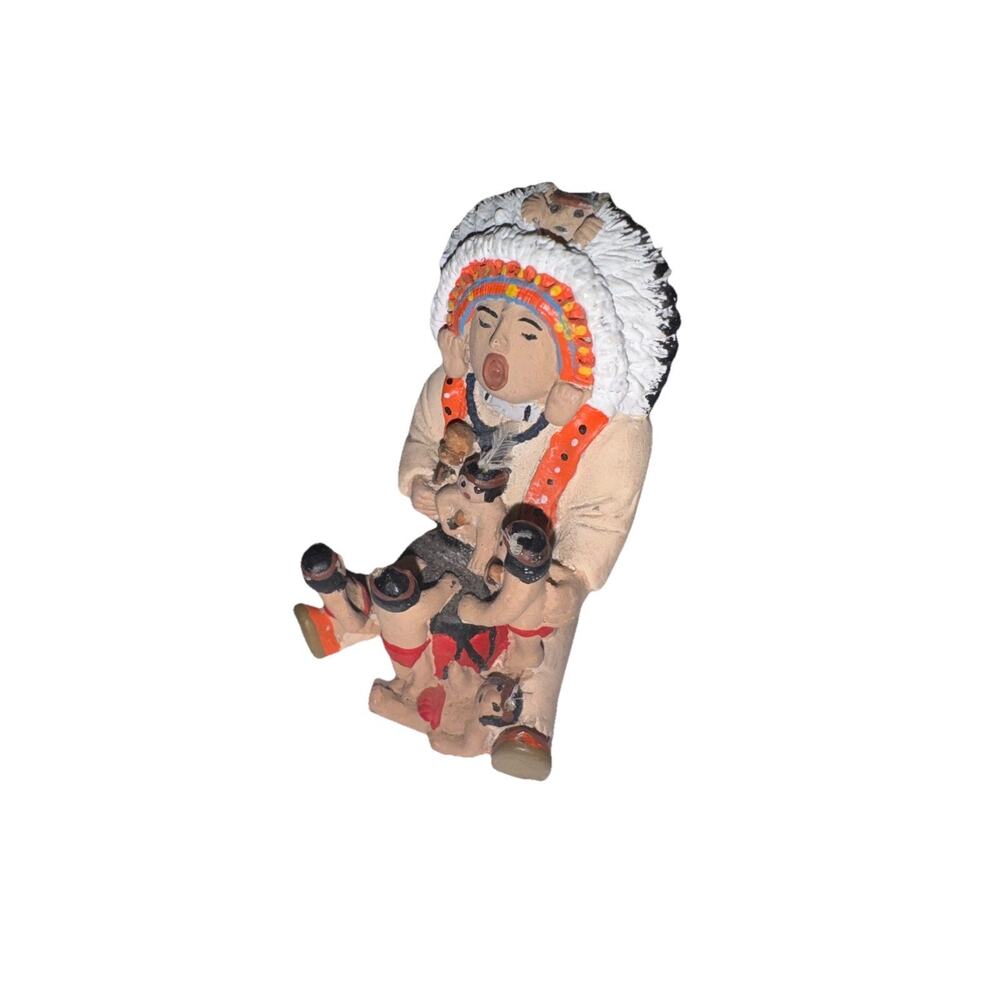 Lot of 2 Pueblo Indian Native American Pottery Storyteller Miniature Figurines - Picture 7 of 8
